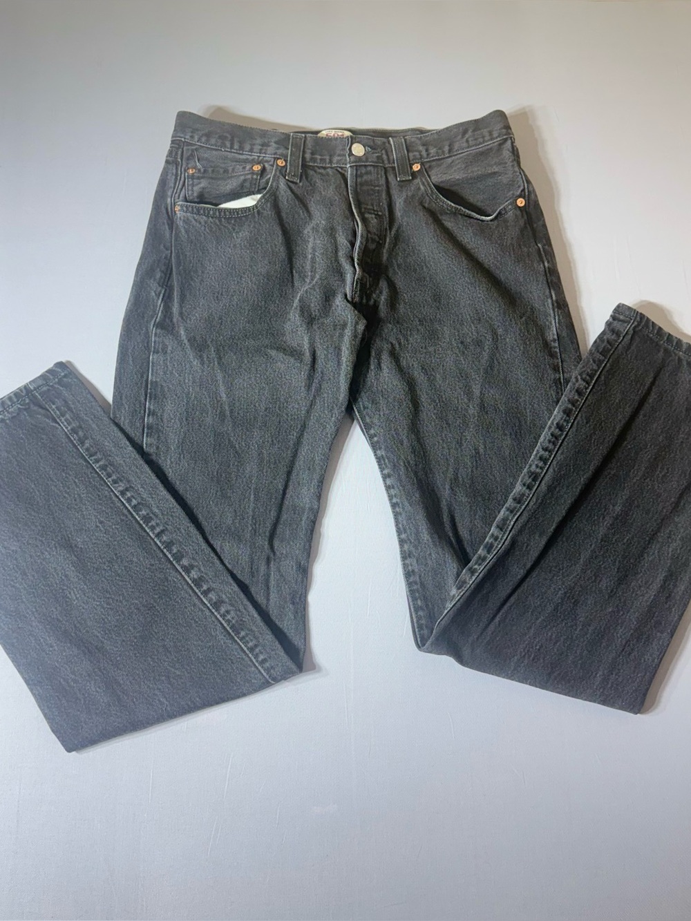Vintage Levi's 501 Original Fit Button Fly Black Denim Jeans 34x36
